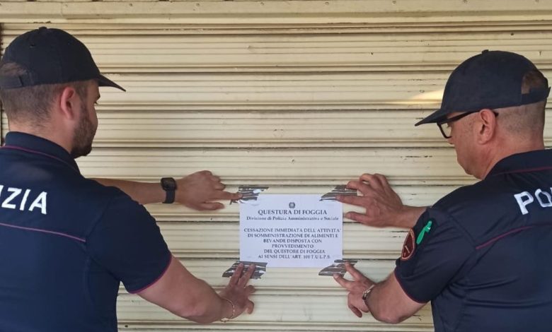Chiusura circolo privato Foggia per irregolarità amministrative