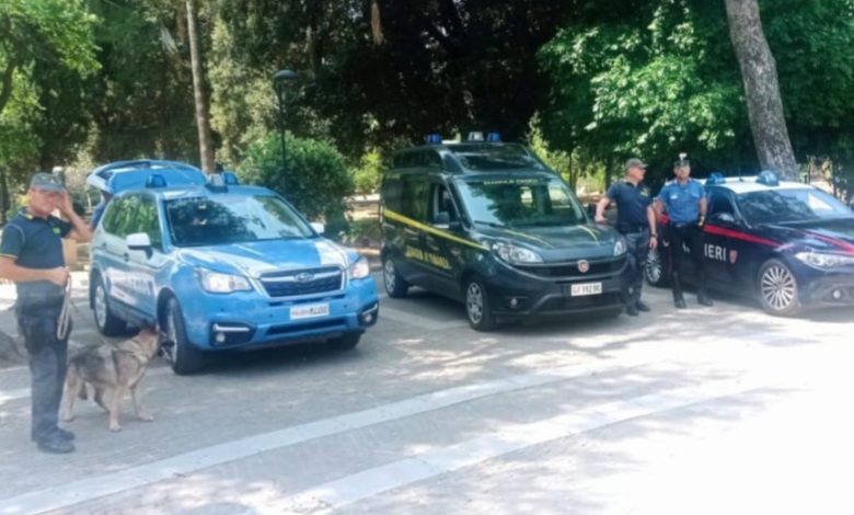 controlli interforze a Lecce con unità cinofile in azione