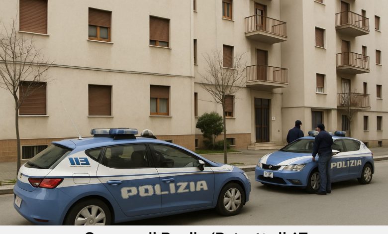intervento della polizia dopo che un uomo litiga con la compagna e si lancia dal balcone