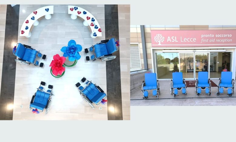 Donazione sedie a rotelle al Pronto Soccorso di Lecce da parte di Cuore e mani aperte OdV