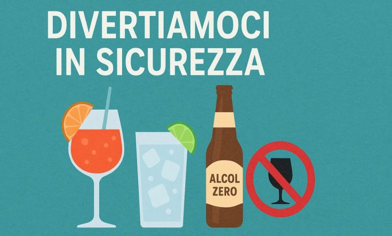 Giovani al Mocktail Bar Zero Alcol durante l’inaugurazione del progetto Divertiamoci in Sicurezza a Martina Franca