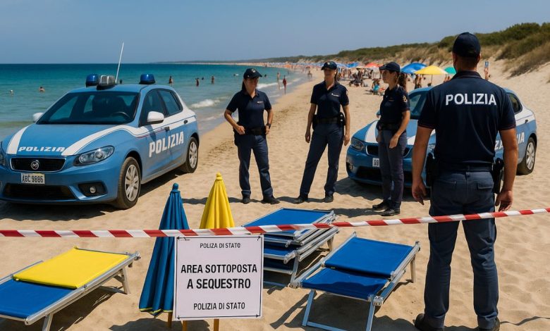 controlli straordinari Marina di Salve con sequestro attrezzature da spiaggia