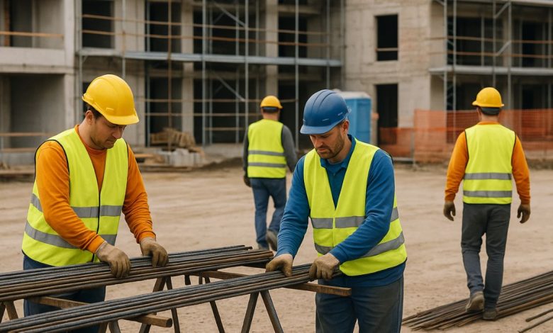 operai in cantiere in Puglia durante attività lavorative – infortuni sul lavoro in Puglia