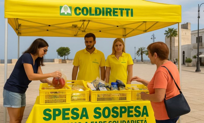 Mercato contadino in Puglia con donazioni della spesa sospesa