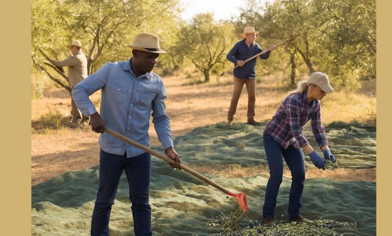 Uliveto pugliese o raccolta delle olive