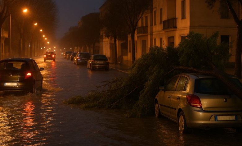 Maltempo a Lecce e nel Salento, tromba d’aria e strade allagate nella notte