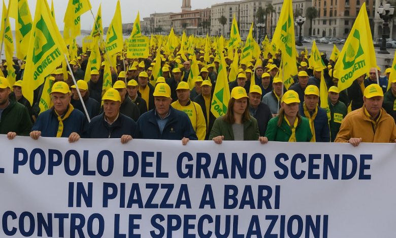 Manifestazione del popolo del grano a Bari contro le speculazioni cerealicole.