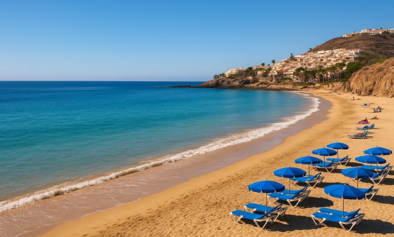 Spiaggia assolata nelle Isole Canarie, una delle destinazioni europee più calde in autunno