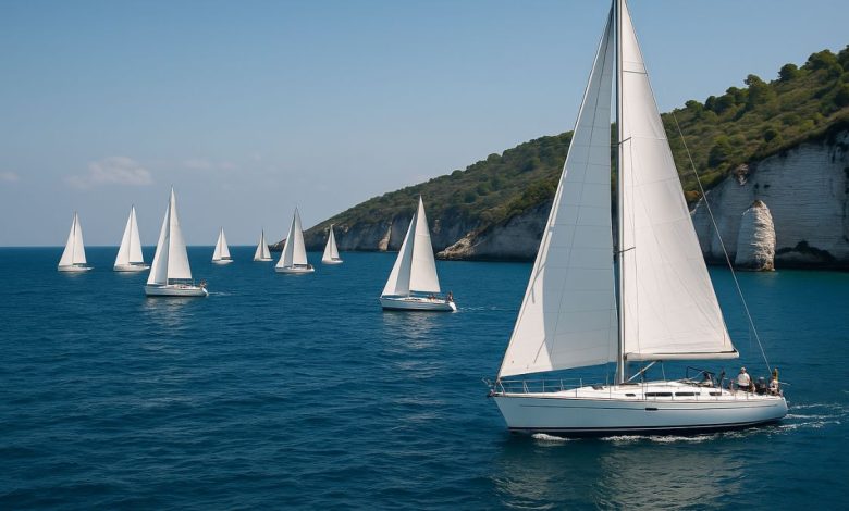 imbarcazioni a vela alla Regata del Gargano 2025 – Pizzomunno Cup tra Manfredonia e Vieste