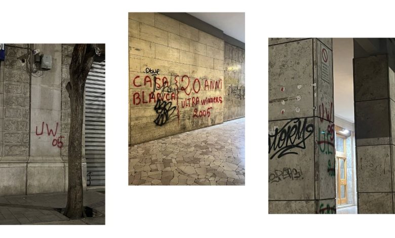 scritte ultras marocchine sui muri del quartiere Ferrovia a Foggia