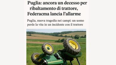 trattore agricolo ribaltato in Puglia durante incidente mortale