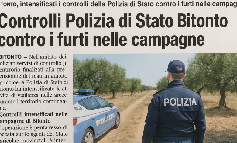 Controlli Polizia di Stato Bitonto contro i furti nelle campagne