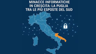 Mappa della Puglia con focus sulla cybersecurity e le minacce informatiche nel Sud Italia