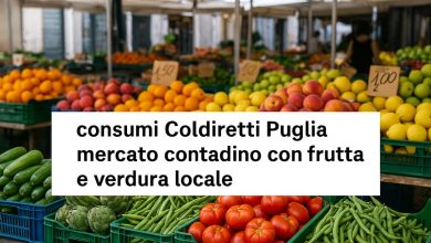 consumi Coldiretti Puglia mercato contadino con frutta e verdura locale