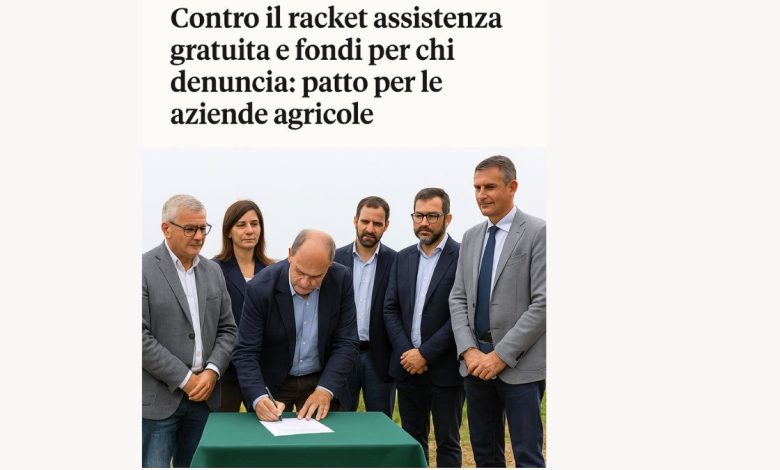 firma protocollo contro il racket agricolo in Puglia tra associazioni e comuni”.
