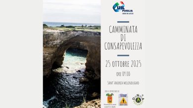 partecipanti alla camminata UIL per il benessere in movimento a Torre Sant’Andrea