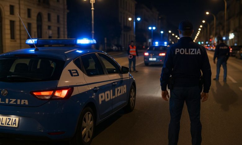 Pattuglie della Polizia durante i controlli straordinari a Lecce