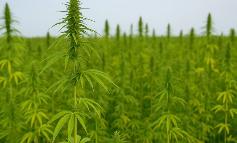 campo coltivato della filiera della canapa per usi agricoli e industriali