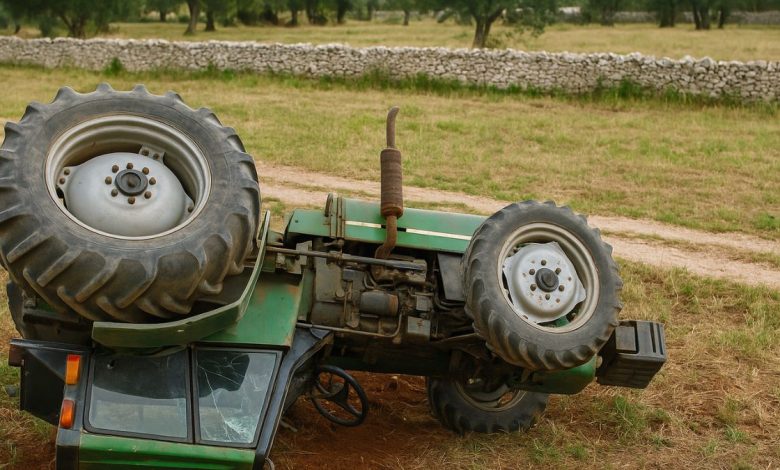 ribaltamento fatale Altamura trattore capovolto in area rurale