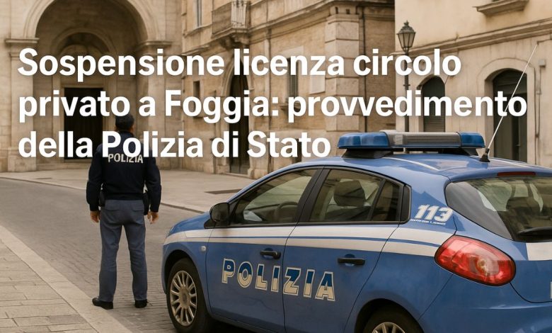 sospensione licenza circolo privato Foggia controllo Polizia