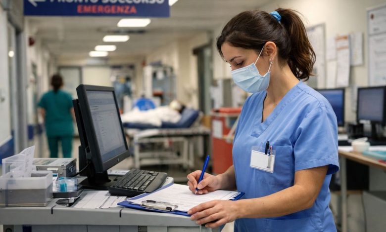 Concorso infermieri Puglia, infermiera in corsia ospedaliera durante il servizio sanitario regionale