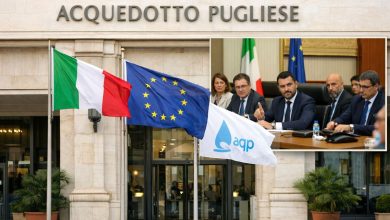 Immagine generata digitalmente a scopo illustrativo. Rappresentazione grafica ispirata ai temi istituzionali e politici trattati nell’articolo sull’Acquedotto Pugliese e la Regione Puglia.