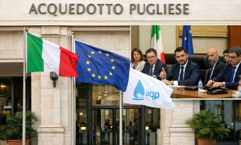 Immagine generata digitalmente a scopo illustrativo. Rappresentazione grafica ispirata ai temi istituzionali e politici trattati nell’articolo sull’Acquedotto Pugliese e la Regione Puglia.