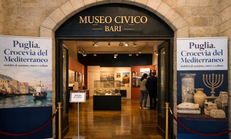 Ingresso del Museo Civico di Bari per la mostra “Puglia crocevia del Mediterraneo”