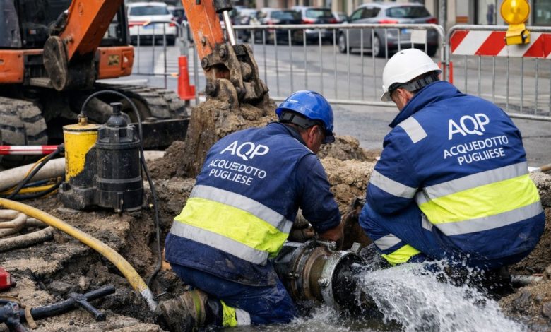Rottura tronco idrico a Foggia, tecnici AQP al lavoro sulla rete