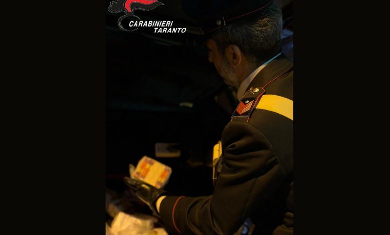 Sequestro di droga a Taranto, 5 chili di hashish recuperati dai Carabinieri a Massafra