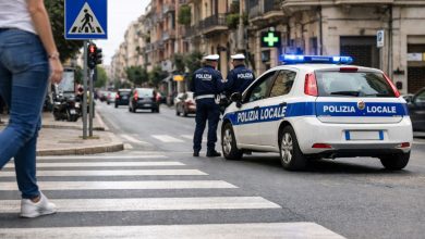 Sicurezza stradale a Taranto, attraversamento pedonale e Polizia Locale in servizio