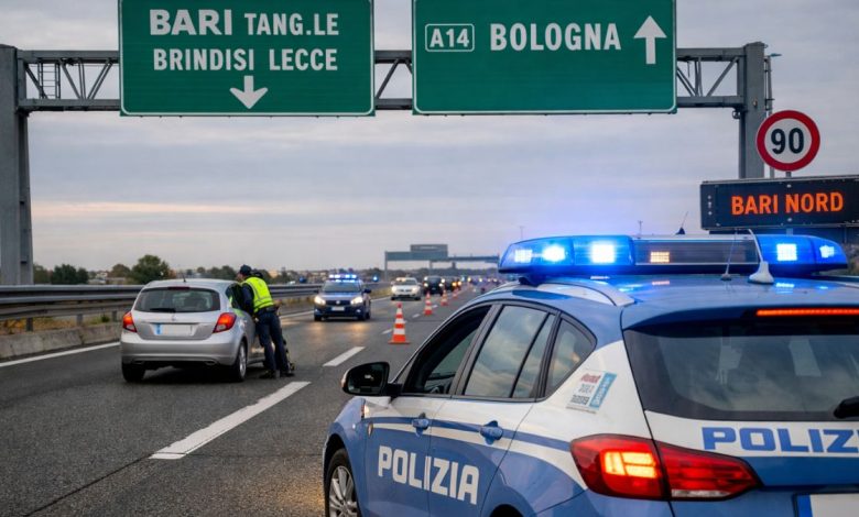 auto contromano in autostrada a Bari fermata dalla Polizia di Stato