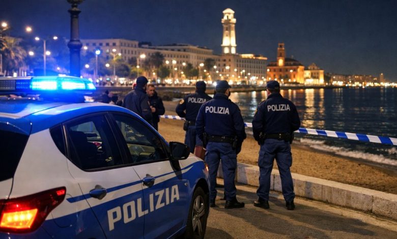 Polizia di Stato sul lungomare Pane e Pomodoro a Bari dopo il tentato omicidio- a scopo illustrativa l'immagine