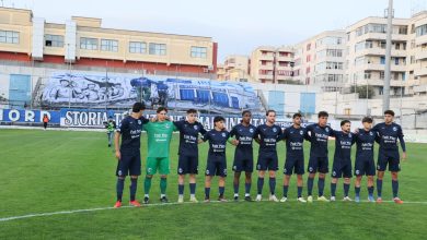 La squadra del Martina schierata prima della semifinale playoff di Serie D contro il Nardò allo stadio Tursi di Martina Franca – Foto Paolo Conserva